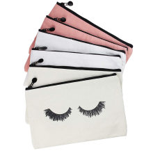 Eyelash Canvas Makeup Bags Travel Small Make up Pouches with Zipper Lash Cosmetic Bags for Women and Girls